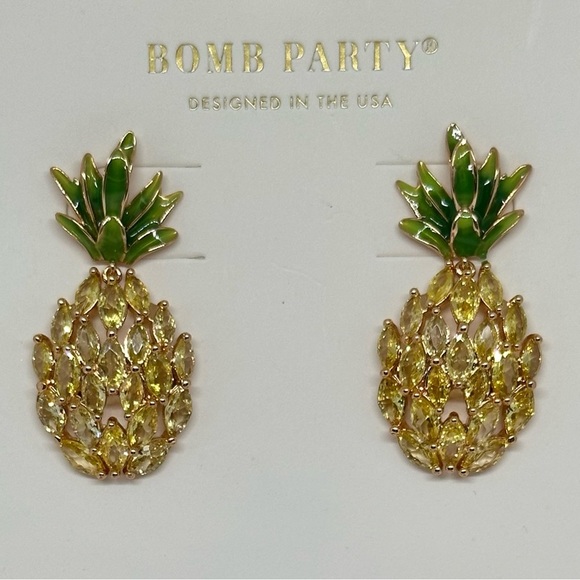 Bomb Party Jewelry - Sparkling Bomb Party Market Fresh “Pineapple Mojito” Earrings RBP6407